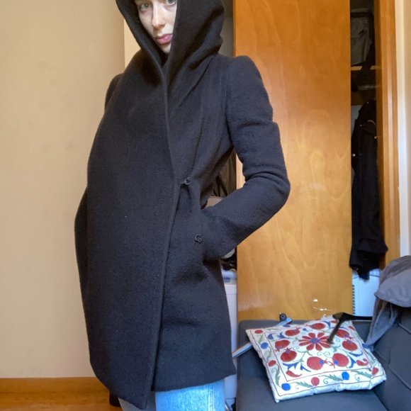 The Row Wool Coat w/ Hood, Shawl Collar sz XS/S 0 - Picture 2 of 10
